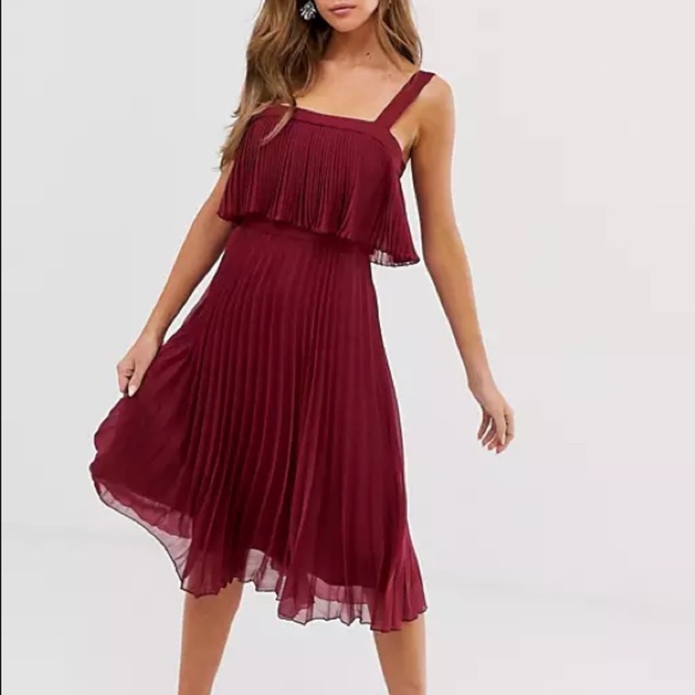 ASOS double layer pleated cami midi dress
